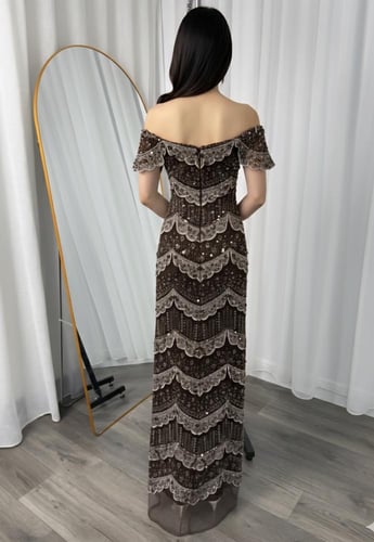 فستان سهره كلفه تطريز خرز راااقي ممن miar fashion