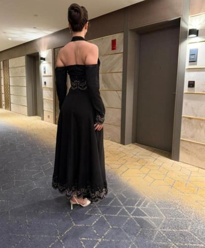 فستان سهره أسود باربي بتصميم أنيق من Miar Fashion
