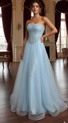 فستان سهره تل كلوش مطرز بلول زركون من miar fashion