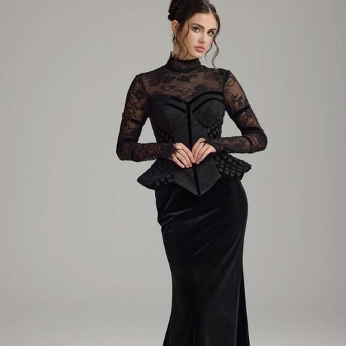 فستان سهره أسود باربي دانتيل أصلي من Mair fashion