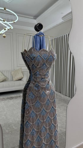 فستان سهره تل مطرز بخرز راااااقي شال كرنكل من miar...