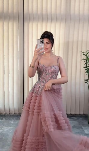 فستان ميساء باللون الزهرى الفاتح /Mair Fashion