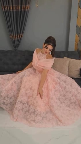 فستان سهره لحمي تل كلفه ورد جذاب من miar fashion