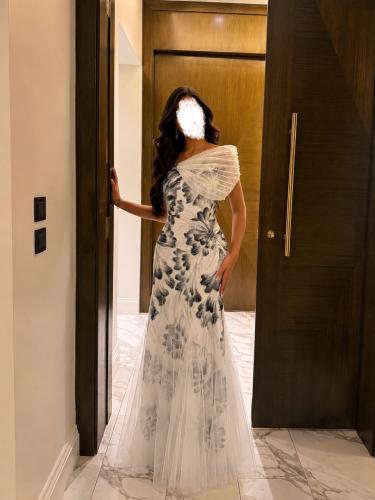 فستان سهره تطريز ثري دي بطانه تفته مع تل فاخر منmiar fashion