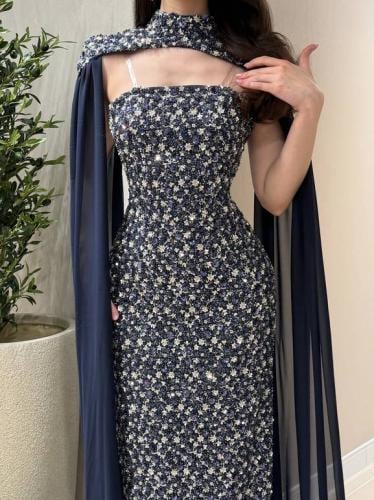 فستان سهرة تل خرز بطانه تفته ناعمه من miar fashion