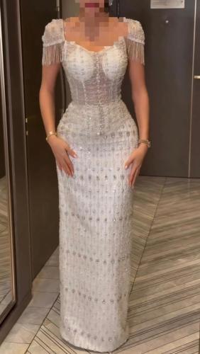 فستان سهره تطريز خرز وكرستال راقي من miar fashion