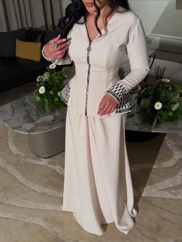 فستان سهره أبيض تطريزيدوي جميل من miar fashion