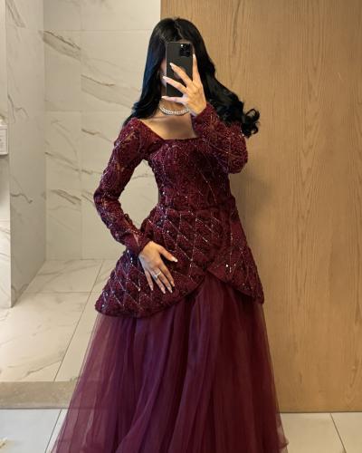 فستان سهره ميكادو تطريز خرز رااقي من Mair Fashion