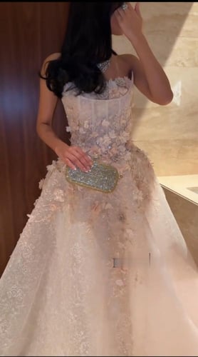 فستان سهره تل شبك تطريز ورد