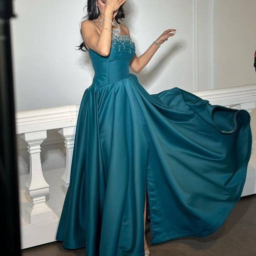 فستان بترولي تطريز صدر /Mair Fashion