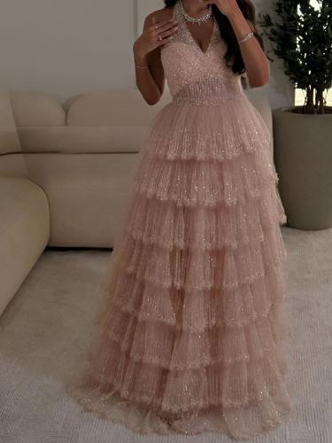 فستان سهره كلفه تطريز خرز دبل كلوش راااااقي من mia...