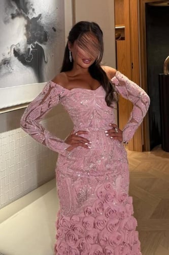 فستان سهره خرز تطريز مورد️ من Mair Fashion