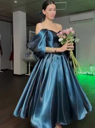 فستان سهره بترولي اوجنزا لمعه من Miar Fashion