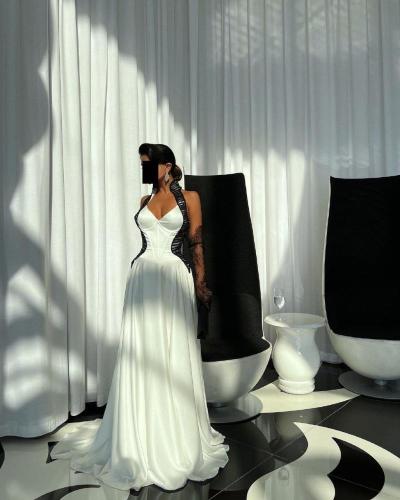 فستان سهرة اوف وايت علي أسود كم تل منفصل /Mair Fas...