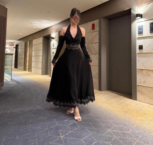 فستان سهره أسود باربي بتصميم أنيق من Miar Fashion