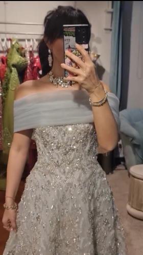 فستان سماوي سهره تطريز يدوي متقن من Mair Fashion