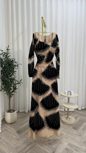 فستان سهره تل مطرز جميل وجذاب من miar fashion