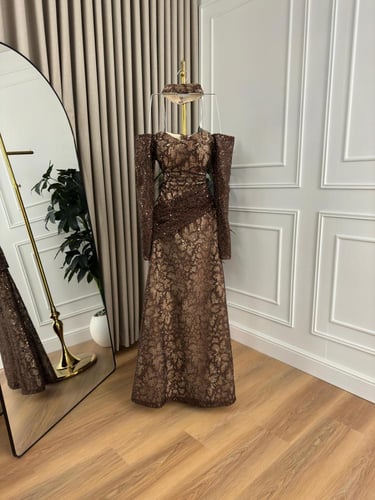 فستان سهره دانتيل مطرز بطانه تفته من Mair Fashion