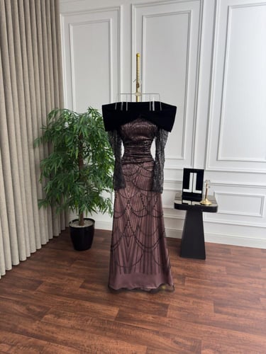 فستان سهره مخمل بطانه تفته راق من miar fashion