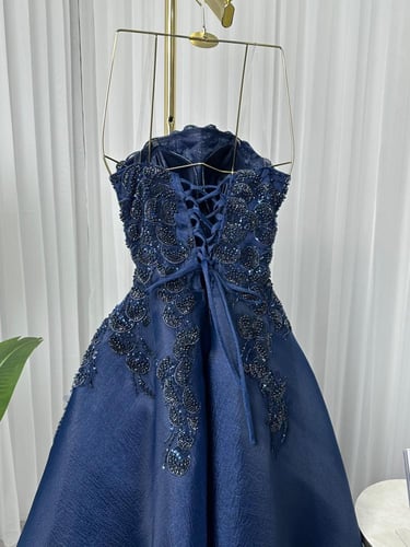 فستان كحلي سهره كلفه مطرز /Mair Fashion