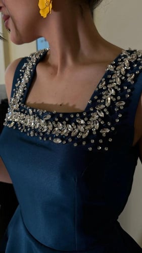 فستان سهرة بترولي تطريز راقي /Mair Fashion