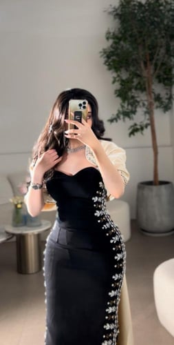 فستان أسود شال بيج /Mair Fashion