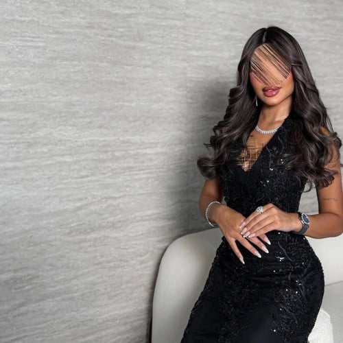 فستان سهره أسود مطرز بخرز فاااخر من miar fashion