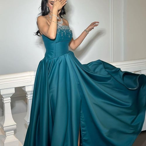 فستان بترولي تطريز صدر /Mair Fashion