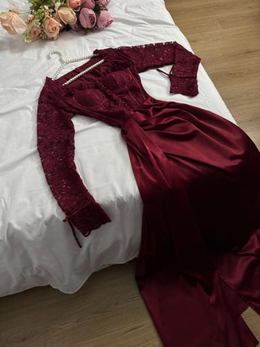 فستان سهره بالكم الدانتيل المميز /Mair Fashion