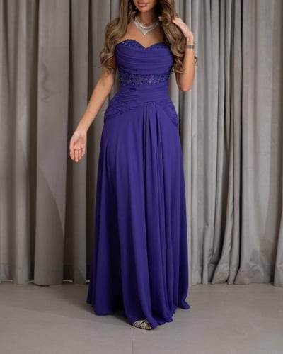 فستان نيلي شيفون جورجيت /Mair Fashion