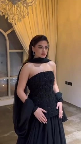 فستان زواج اسود دبل كلوش فاخر