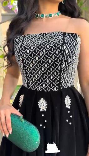 فستان سهره أسود جوخ تطريز يدوي متقن من Mair fashio...