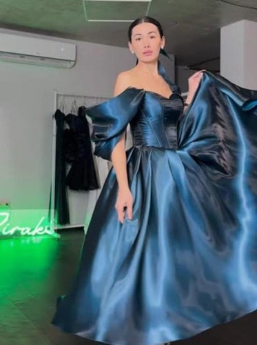 فستان سهره بترولي اوجنزا لمعه من Miar Fashion