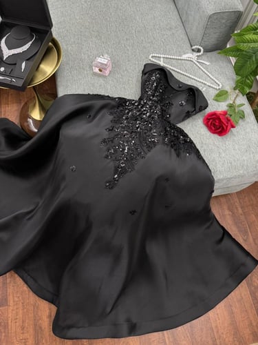 فستان سهرة اسود ميكادو تطريز هاند ميد /Mair Fashio...