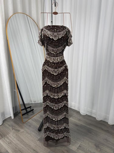 فستان سهره كلفه تطريز خرز راااقي ممن miar fashion