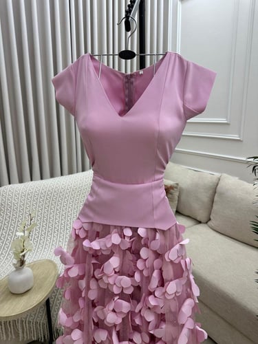 فستان وردي قصير مورد /Mair Fashion