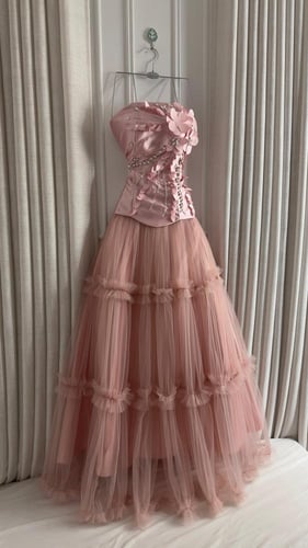 فستان سهرة من قماش التل الأنيق والكلوش الجذاب بصدر...