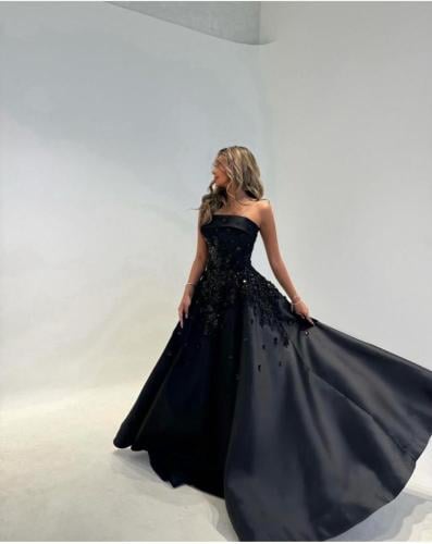 فستان سهرة اسود ميكادو تطريز هاند ميد /Mair Fashio...