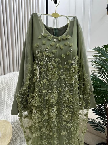 فستان سهره لحمي + زيتي /Mair Fashion