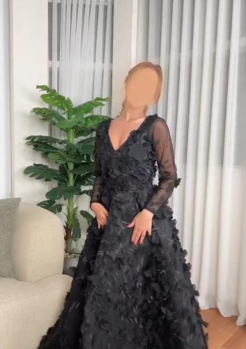 فستان سهره تل ورد فصوص مع جيبون كلوش /Mair Fashion