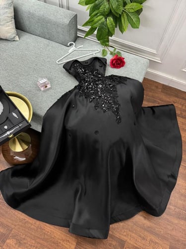 فستان سهرة اسود ميكادو تطريز هاند ميد /Mair Fashio...