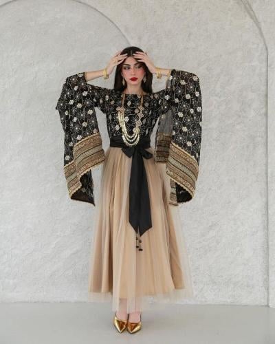 جلابيه مطرز كم طويل