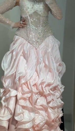 فستان سهره جازار لمعه تطريزيدوي جميل من miar fashi...