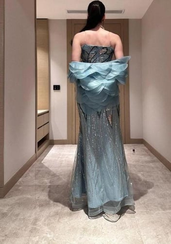 فستان سهره سماوي قطعتين فخمه من miar fashion