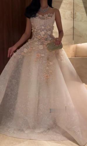 فستان سهره تل شبك تطريز ورد