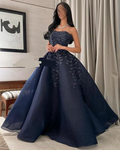 فستان سهره كحلي جازار خرز فاخر من Mair fashion
