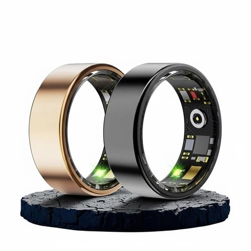 خاتم ذكي معدني مع جهاز مراقبة الصحة