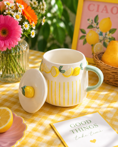 Lemon - كوب كبير بغطاء