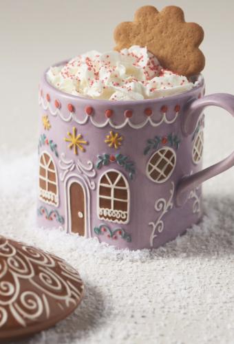 Gingerbread House - كوب بنفسجي بغطاء