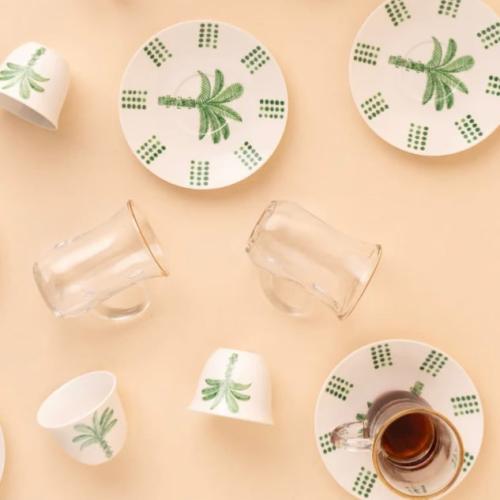 Palm Tree - طقم فناجين قهوة و شاي (١٨ قطعه)